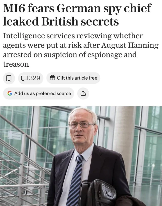 ‼️🇬🇧🇩🇪 MI6 опасается, что экс-глава немецкой разведки мог слить британские секреты,...