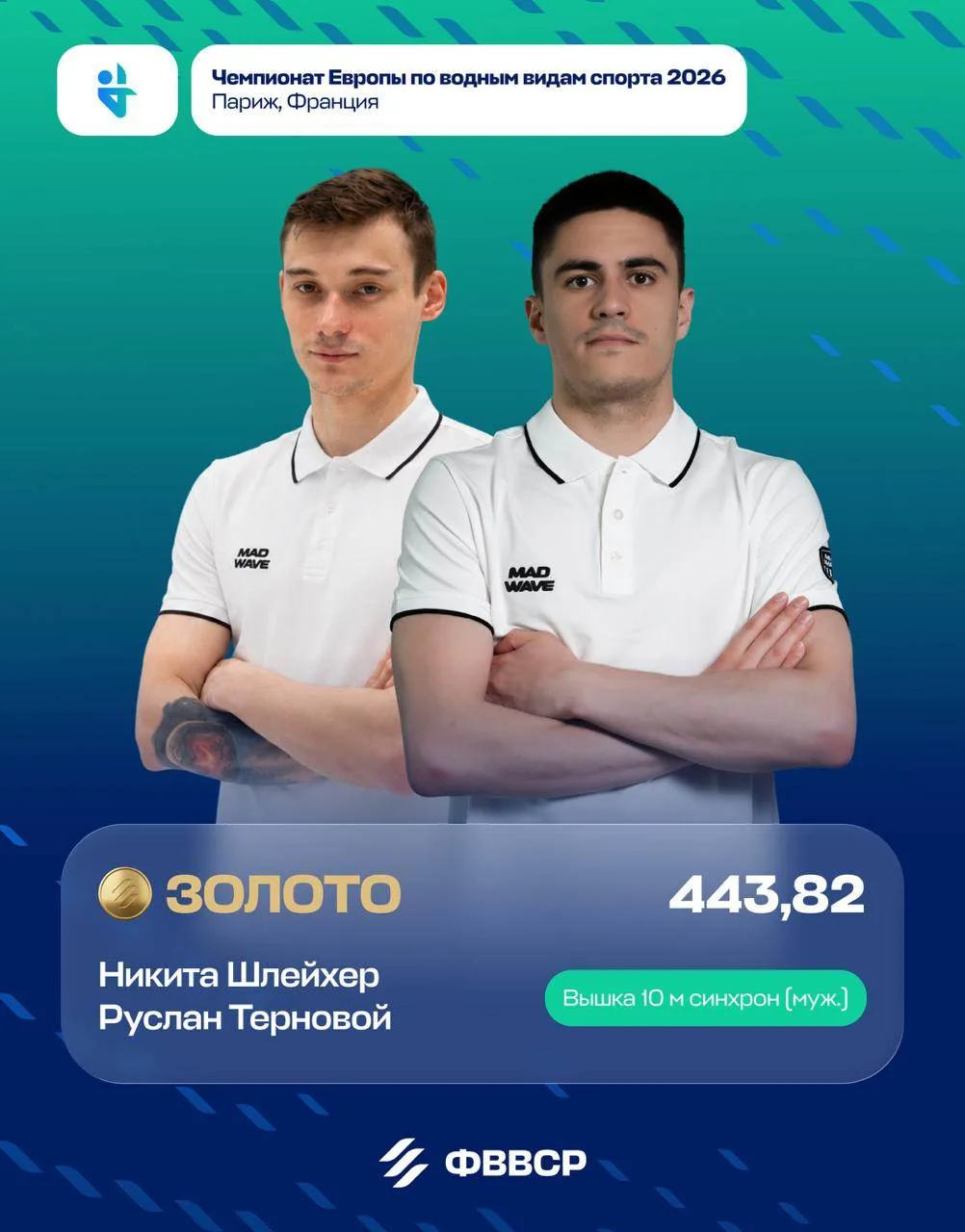 🥇🇷🇺 Золото в синхронных прыжках! Никита Шлейхер и Руслан Терновой — чемпионы ЧЕ