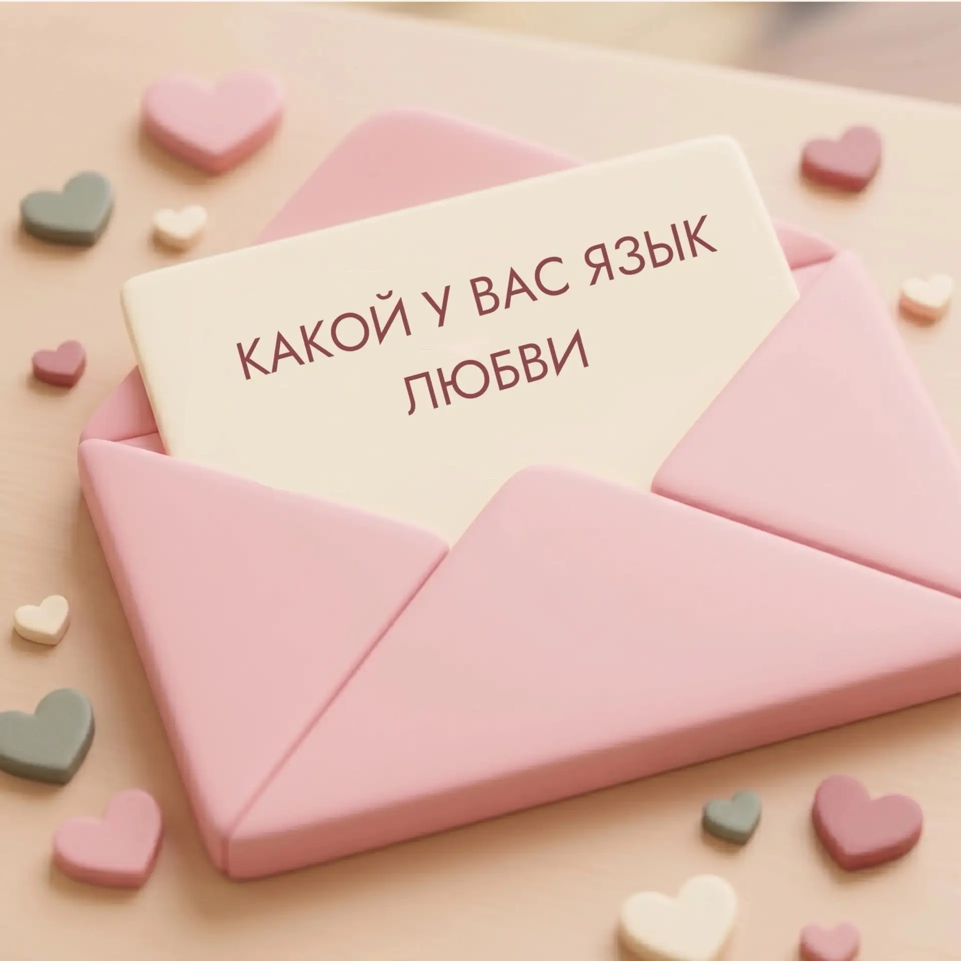 Тест: «Какой у вас язык любви?» 💌

Пять простых вопросов. Выбирайте сердцем, не думайте долго.

Пое