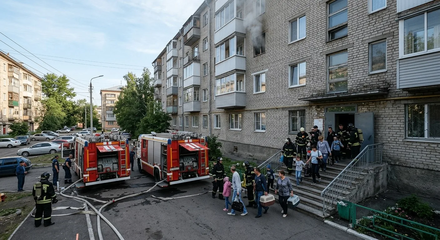 В Абакане пожарные спасли 21 человека из горящего дома