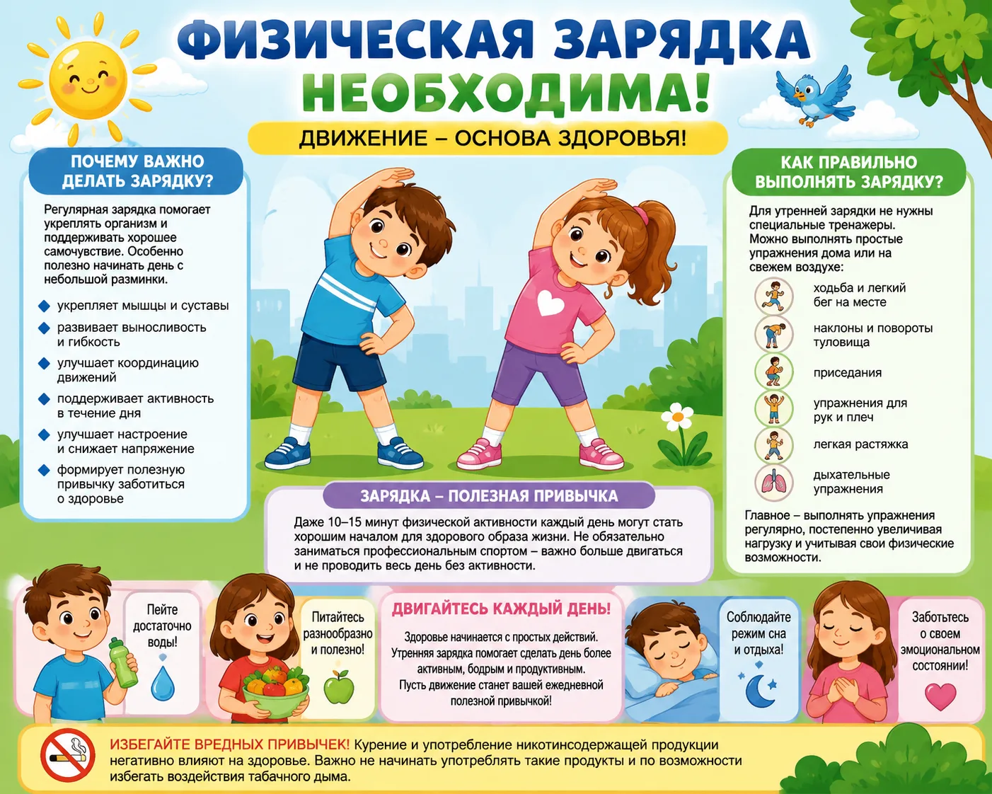 🏃‍♀️ Физическая зарядка необходима: движение — основа здоровья