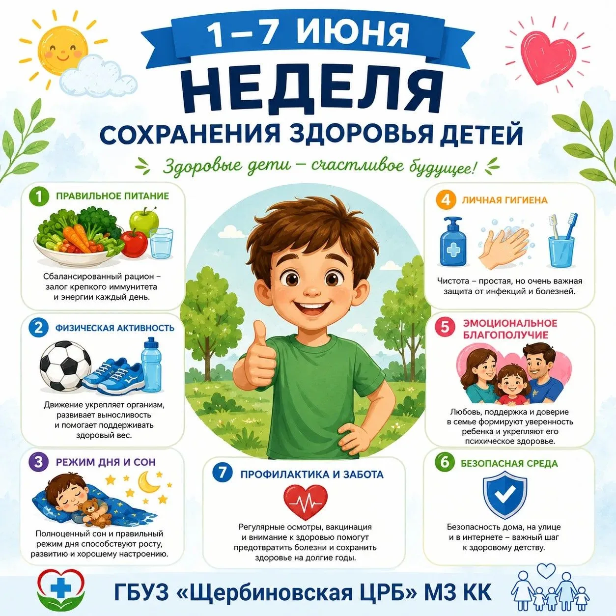 🍼 7 дней заботы: главные правила здоровья детей

Друзья, с 1 по 7 июня проходит Неделя сохранения з