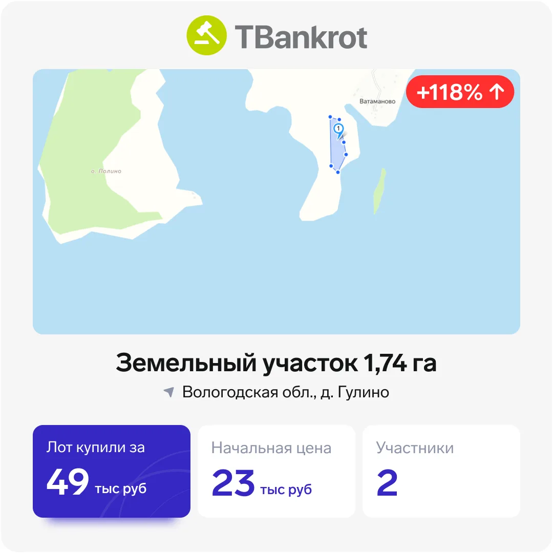 👀 Что забрали с торгов на прошлой неделе — от участка в Вологодской области до коммерции в Москве

