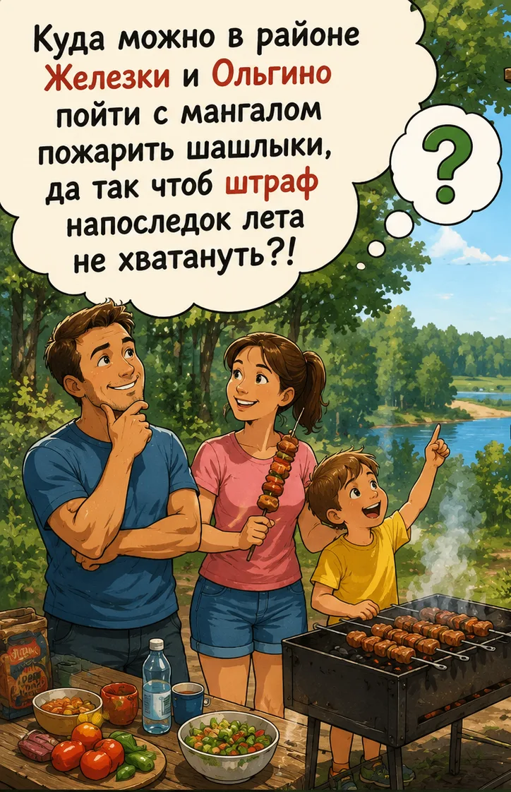 «Куда можно в районе Железки и Ольгино пойти с мангалом пожарить шашлыки, да так чтоб ш...