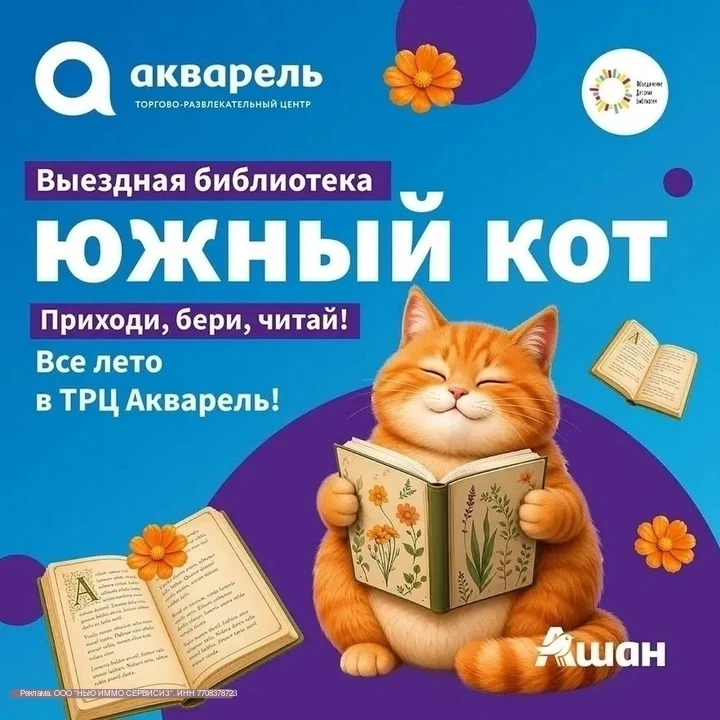 «Южный кот» — это полноценная, уютная и современная библиотека для детей, которая будет работать всё