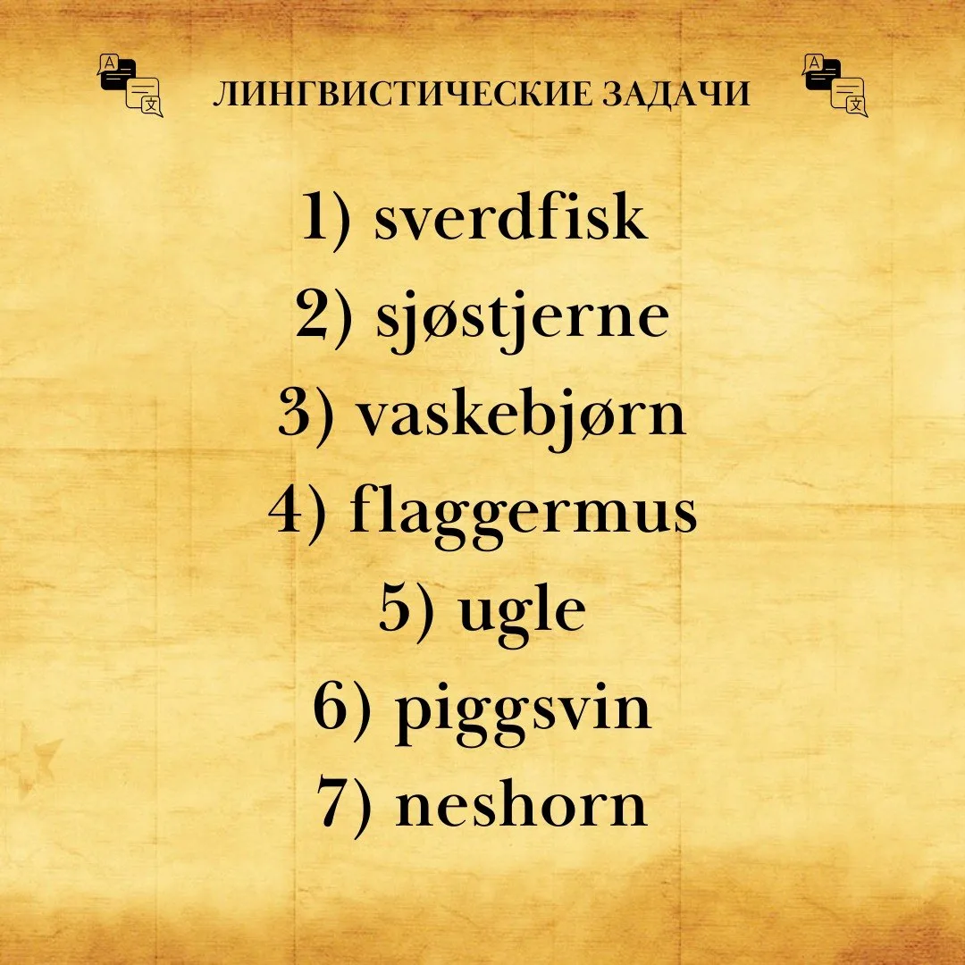Животные на норвежском языке в нашем новом лингвистическом задании!