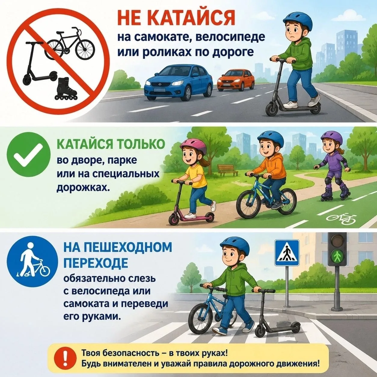 Напоминаем о правилах дорожного движения — бережём себя и друг друга!
Безопасность на дороге начинае