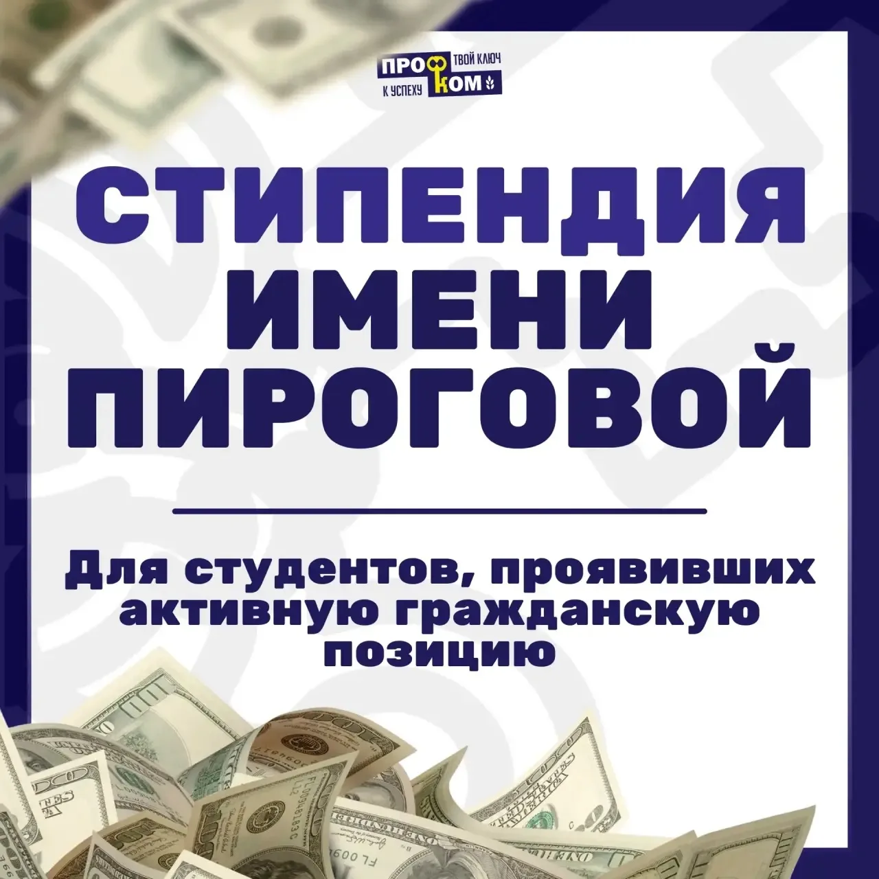 Стипендия имени Пироговой
  
Назначается с 1 сентября 2026 года на 12 месяцев

Размеры: 15 000 рубле