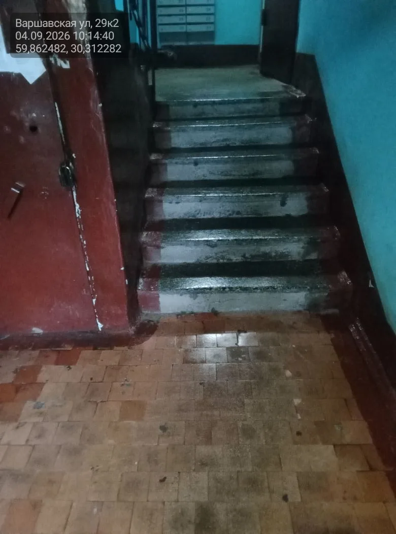 Уборка лестничных клеток в парадных многоквартирного дома по адресу: Варшавская улица, ...