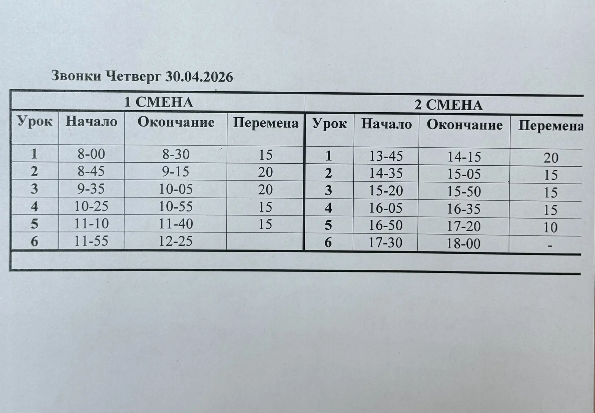 Звонки 30.04