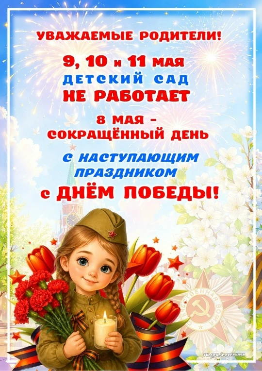 ❗Уважаемые родители, информируем вас о праздничных выходных и предпраздничном сокращённ...