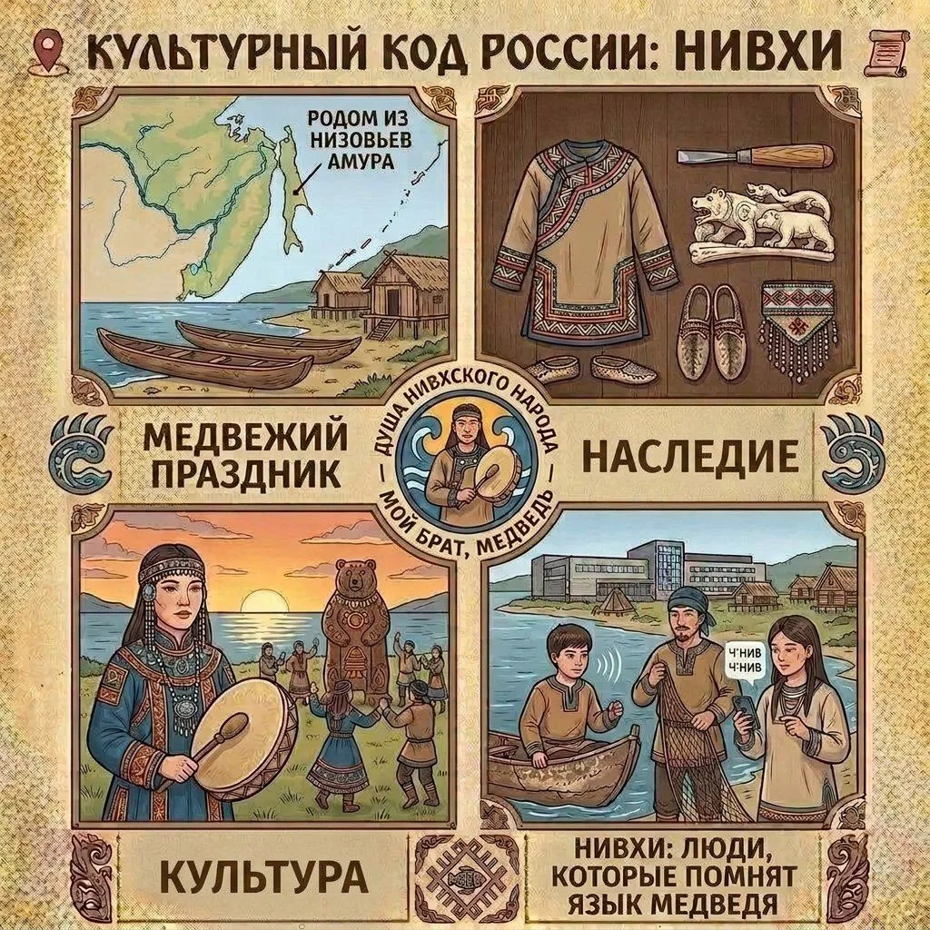 🐻 Нивхи — люди, которые помнят «язык медведя»

Нивхи называют себя просто — «человек». Их родина — 