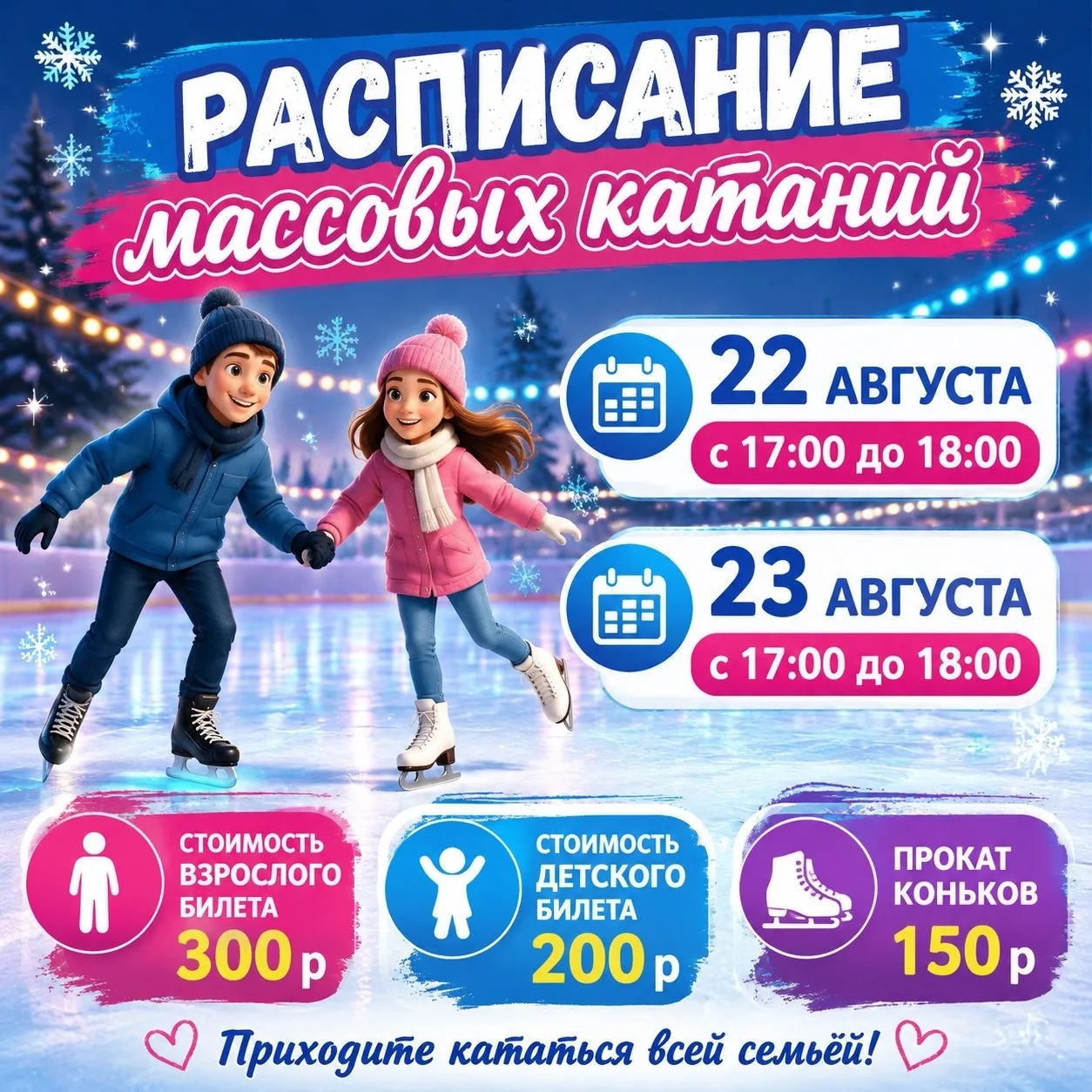 Расписание массовых катаний 😊