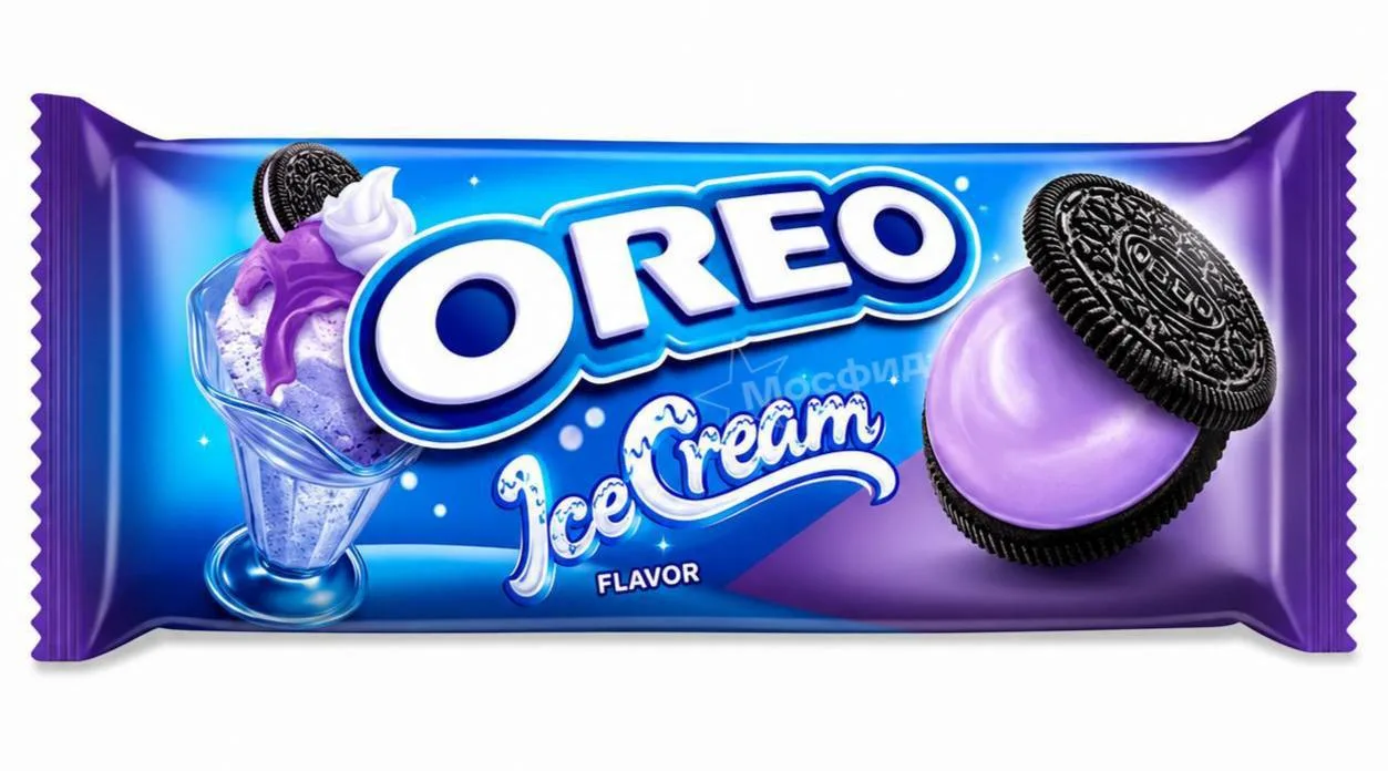🤩 В России готовятся к выпуску нового вкуса печенья Oreo с какао и черничным мороженым...