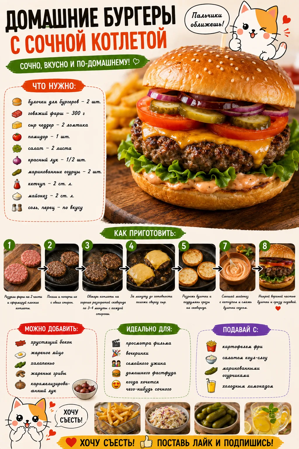 🍔 ДОМАШНИЕ БУРГЕРЫ С СОЧНОЙ КОТЛЕТОЙ