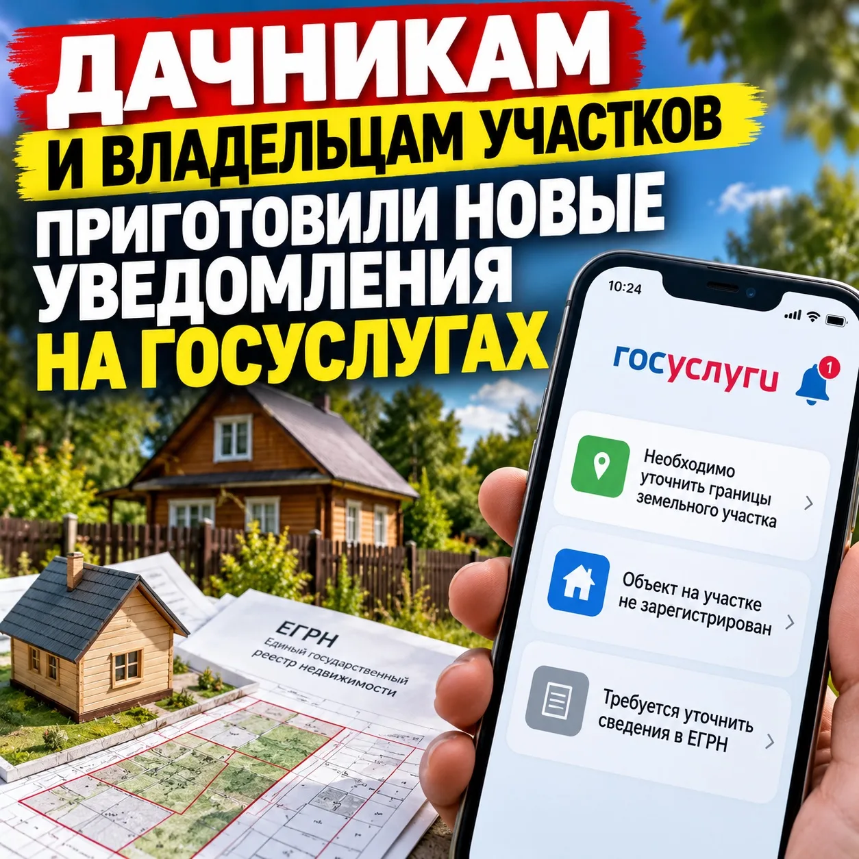 🏡📲 ДАЧНИКАМ И ВЛАДЕЛЬЦАМ УЧАСТКОВ ПРИГОТОВИЛИ НОВЫЕ УВЕДОМЛЕНИЯ НА ГОСУСЛУГАХ
