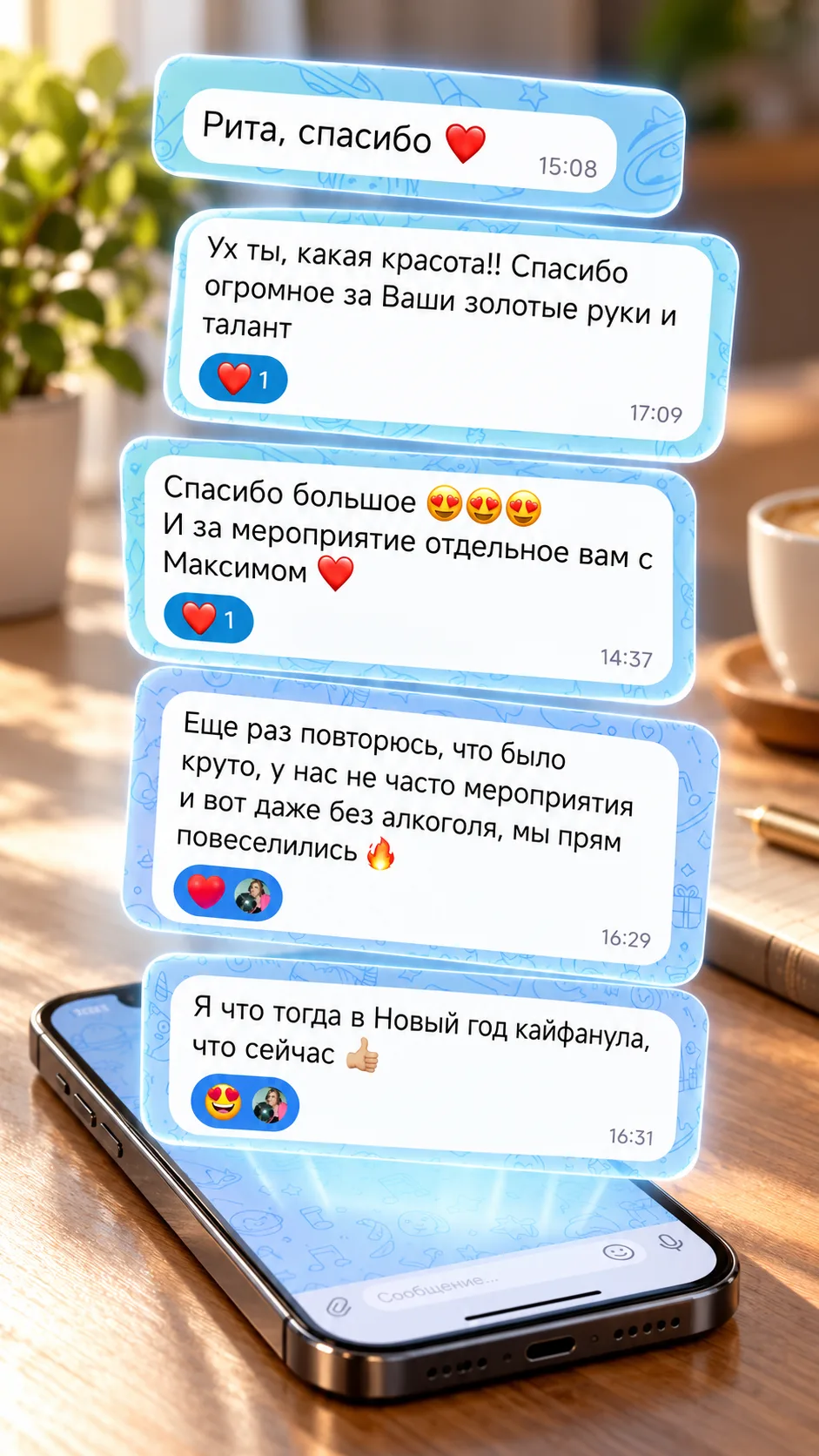 А это отзывы о сегодняшнем празднике. Благодарю каждого за добрые слова ♥️