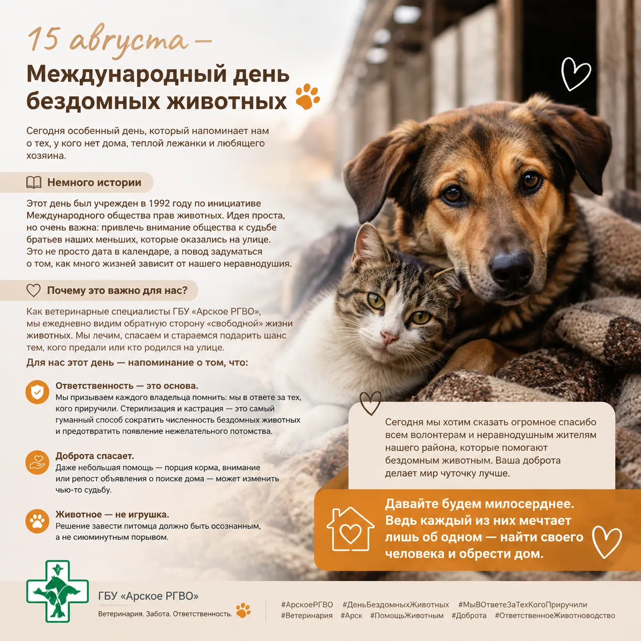 15 августа — Международный день бездомных животных 🐾