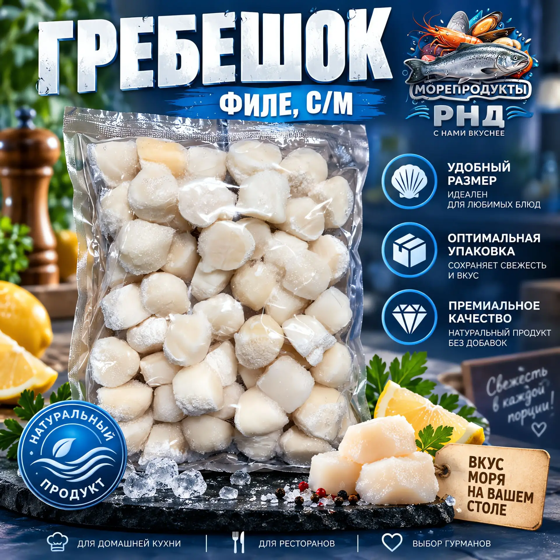 Гребешок филе, с/м 40/60 — нежность моря у вас дома!🐚✨