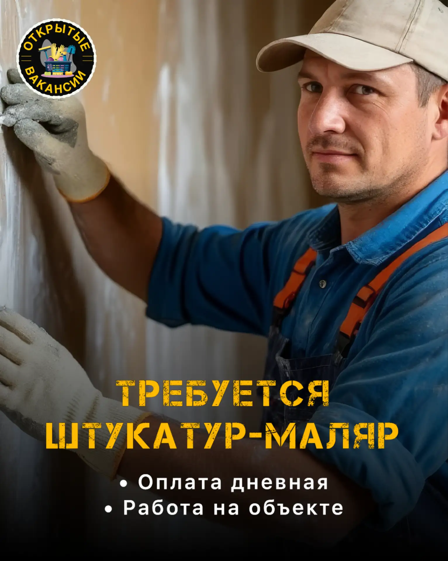 🫟Требуется маляр-штукатур