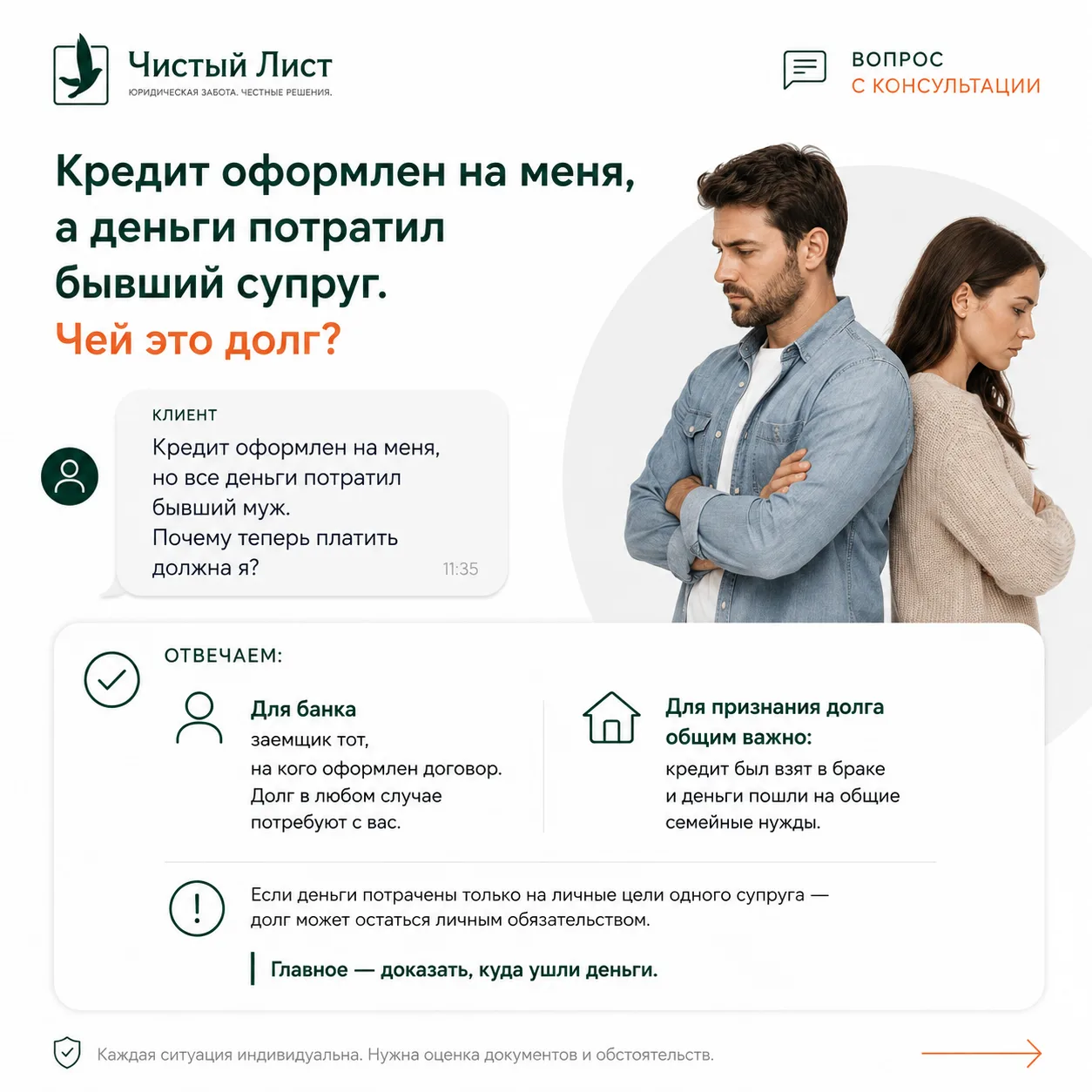 Кредит оформлен на меня, а деньги потратил бывший муж - чей теперь долг?😧
