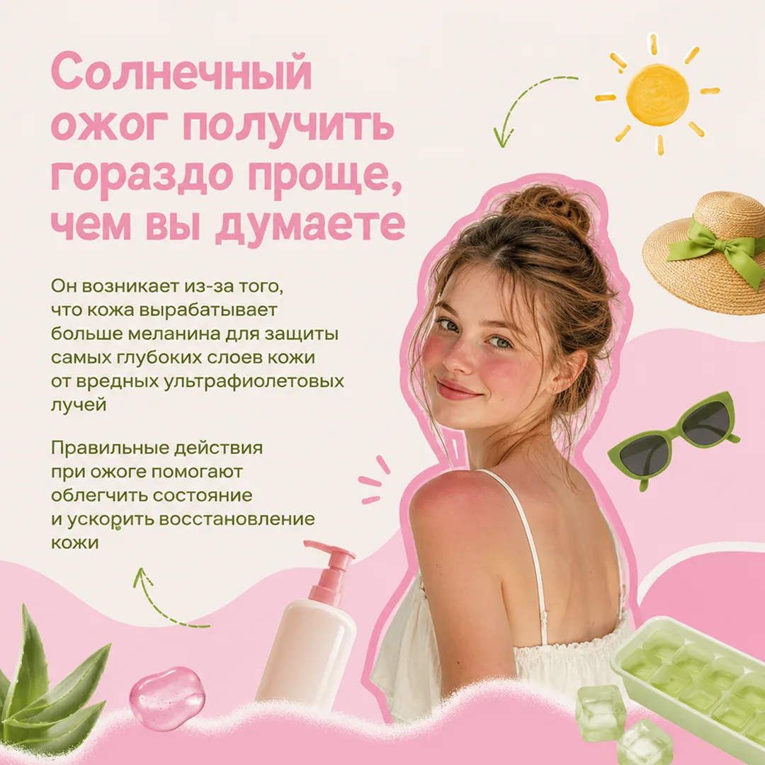 ☀️ Солнечный ожог может казаться безобидным, но иногда его последствия бывают серьезными
⁣
Если дома