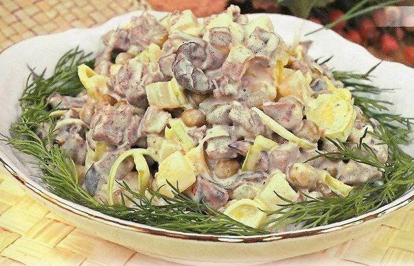 Салaт мясной c гpибaми