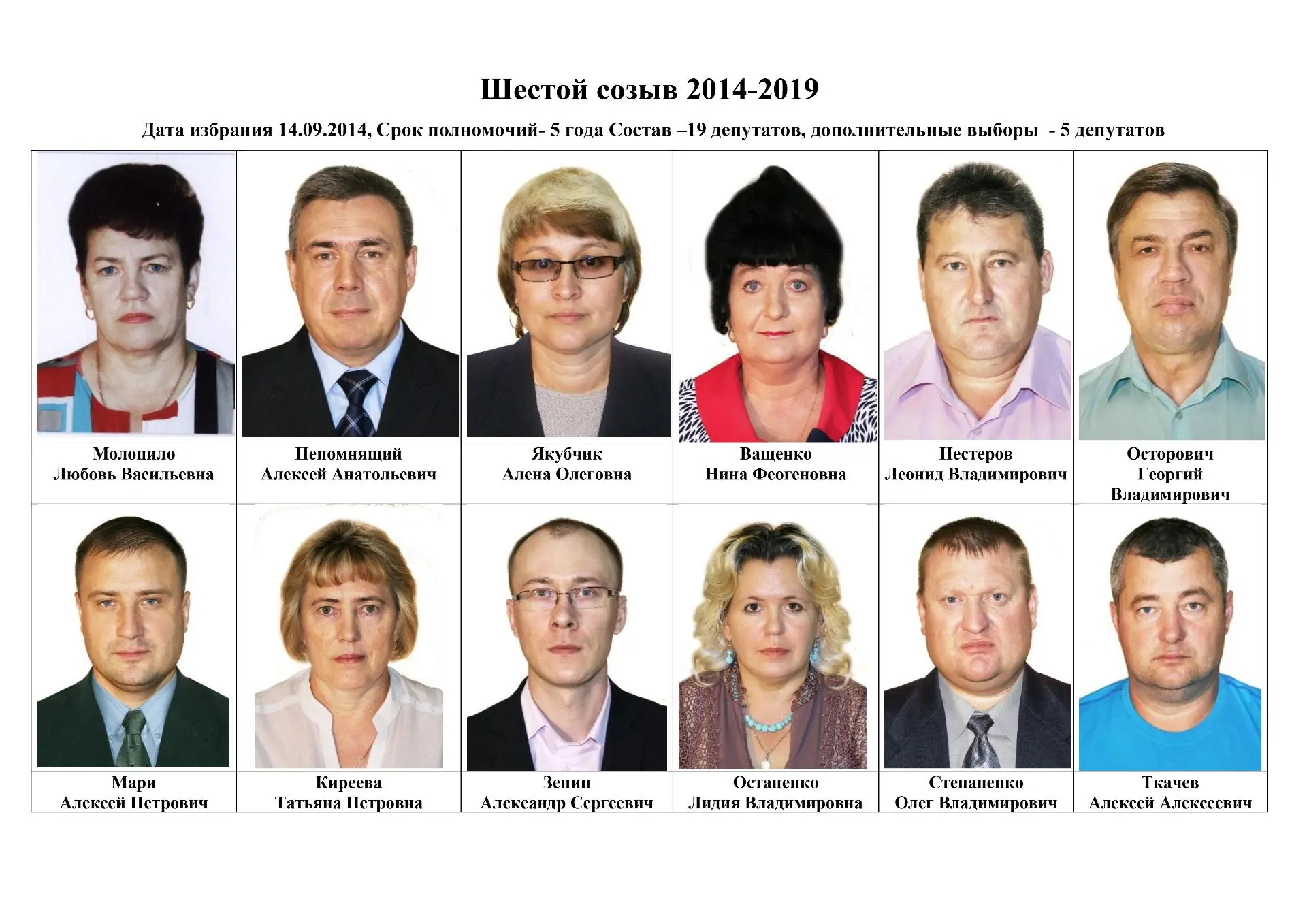 Шестой созыв 2014-2019 гг