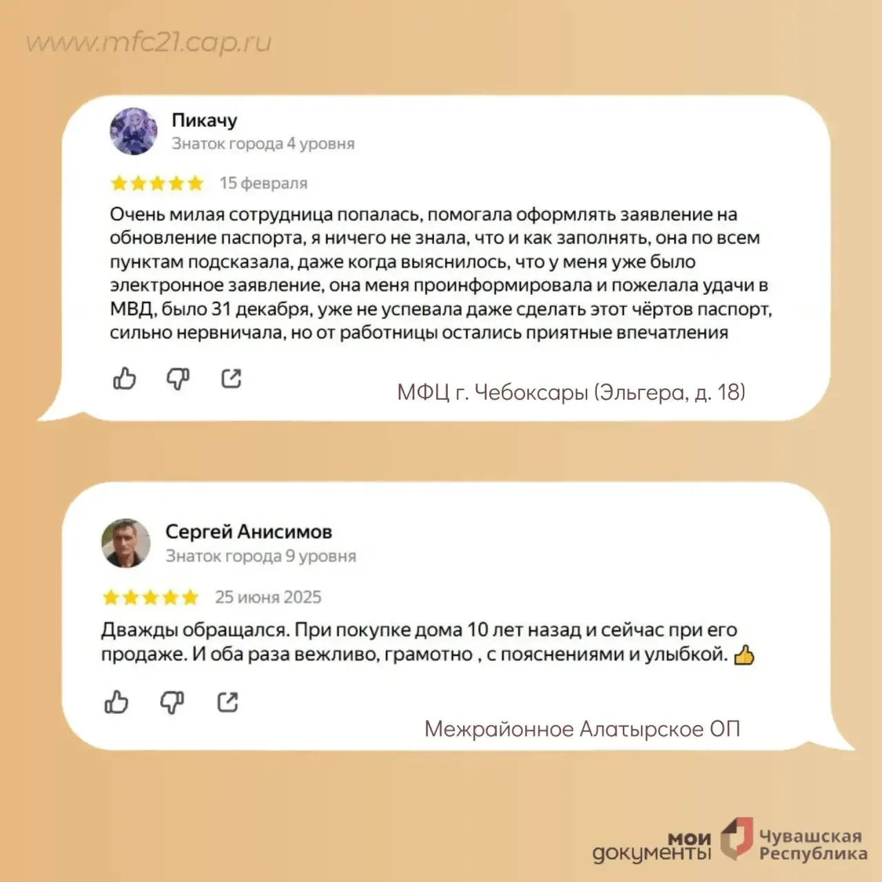 Ваши отзывы – наша мотивация  Уважаемые заявители, благодарим вас за обратную связь о деятельности о
