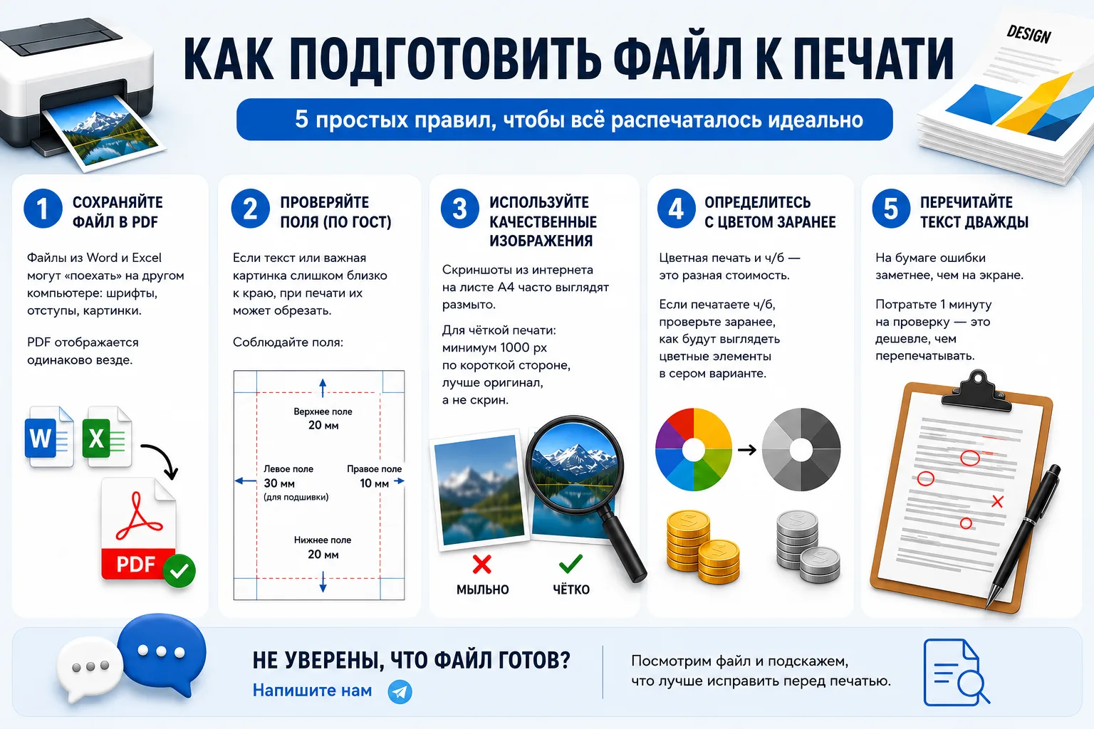 Принесли файл на распечатку, а получилось совсем не то, что ожидали? 😩
Чаще всего проблема не в при
