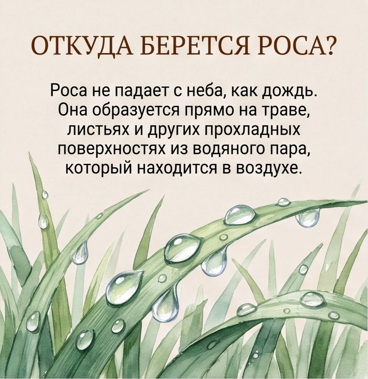 Почему утром появляется роса? 💧