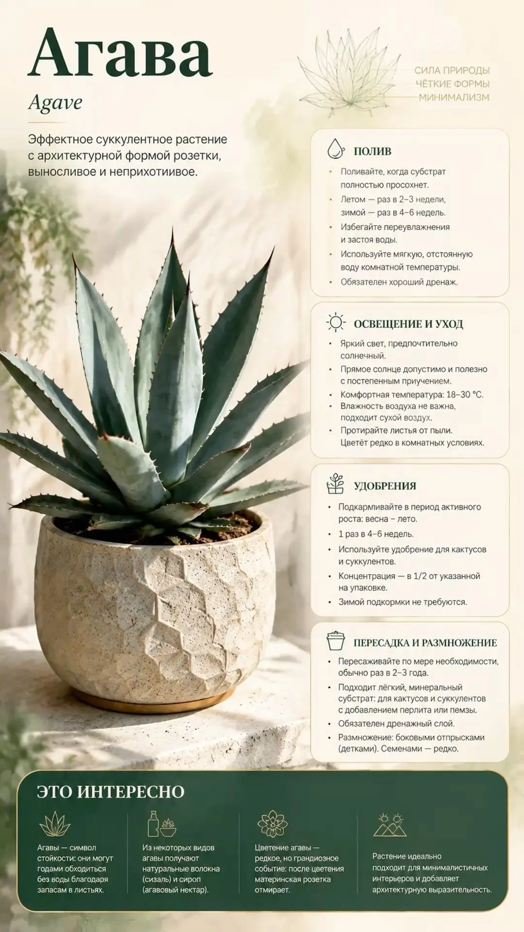 Уход за агавой 🌱
