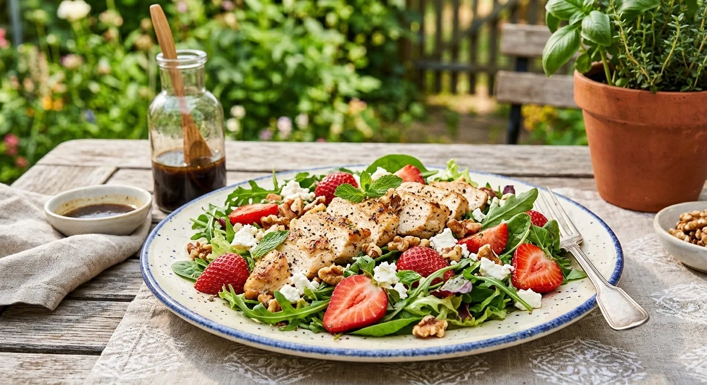 🥗 Пятничный рецепт: Салат с клубникой и курицей «Лесной бриз»

Лето — время ярких вкусов и лёгких б