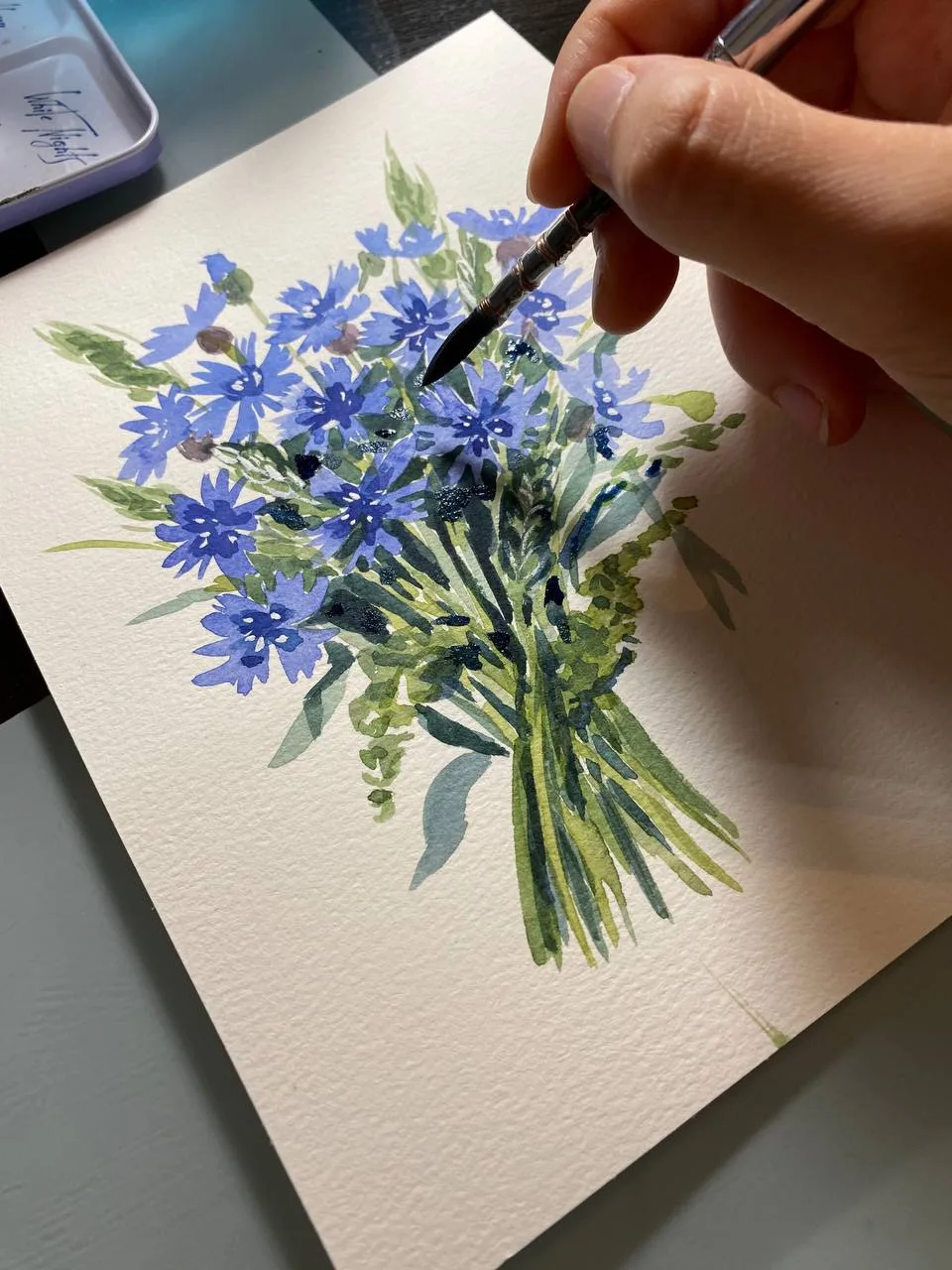 Скетч с васильками🌿
