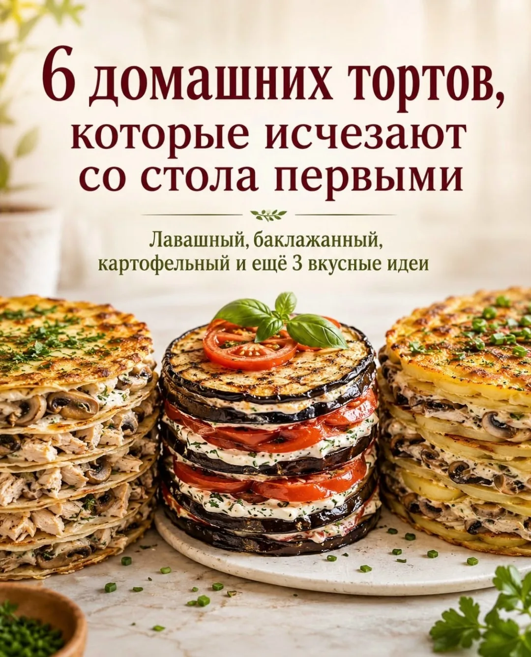 Вкусные идеи несладких тортов👌🍽😋