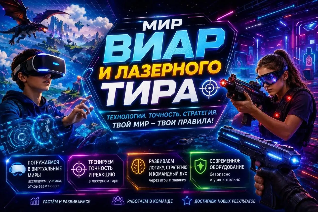 🔥Приглашаем ребят в мир виара и лазерного тира, где технология, точность, стратегия! Т...
