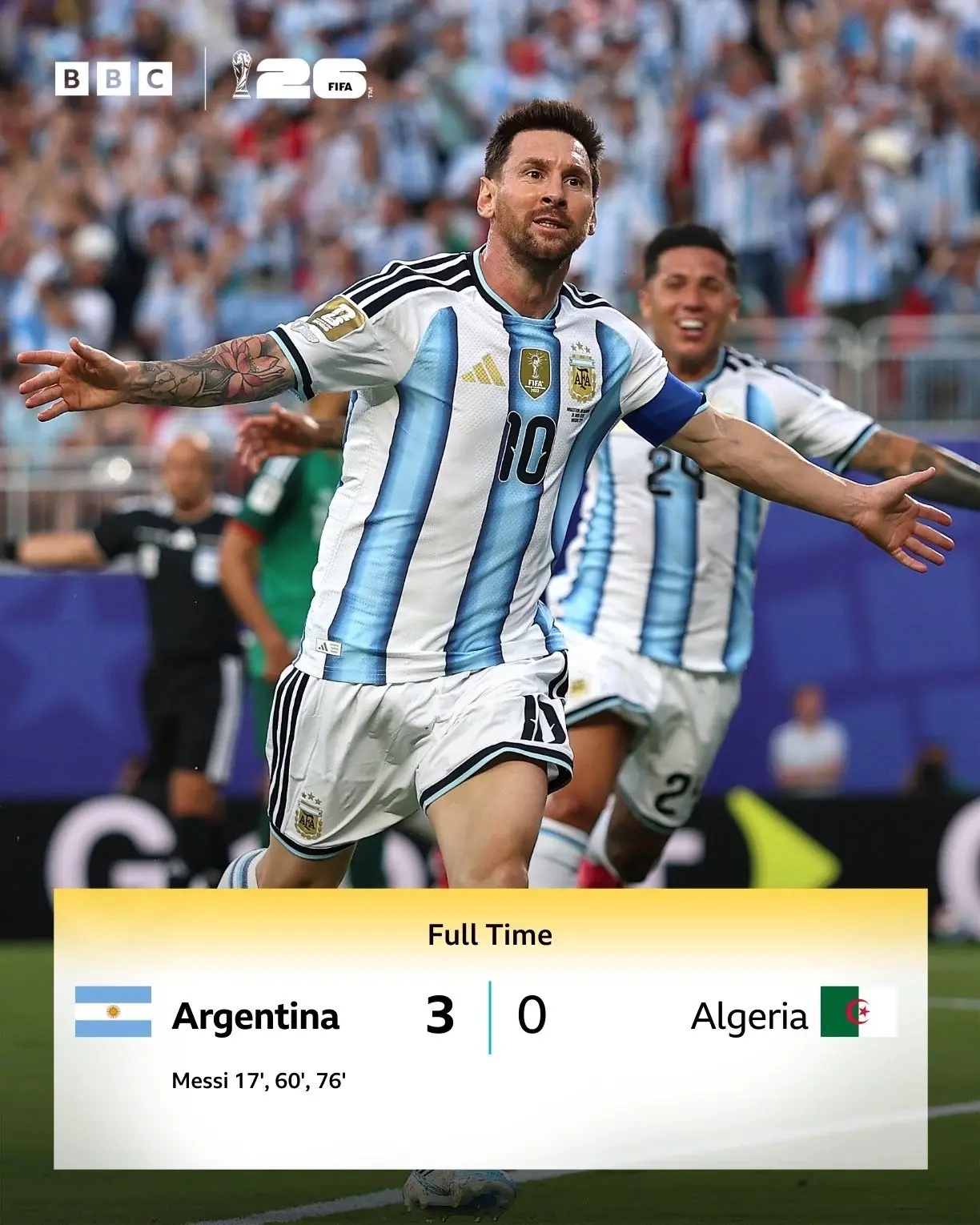 Ночные матчи ЧМ:

🇦🇷 Аргентина 3-0 Алжир 🇩🇿 
🇦🇹 Австрия 3-1 Иордания 🇯🇴

Про бенефис Месси с