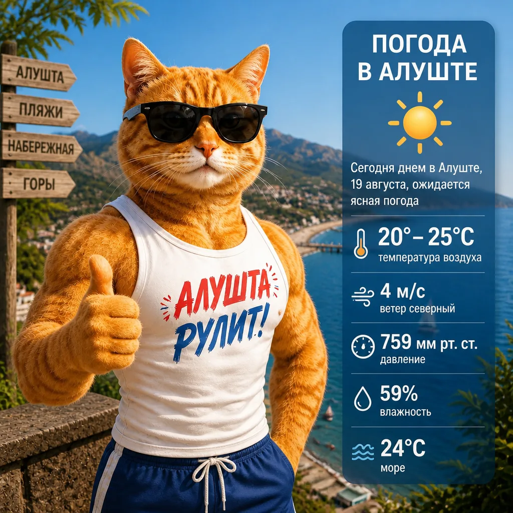 🌞 Погода в Алуште сегодня, 19 августа