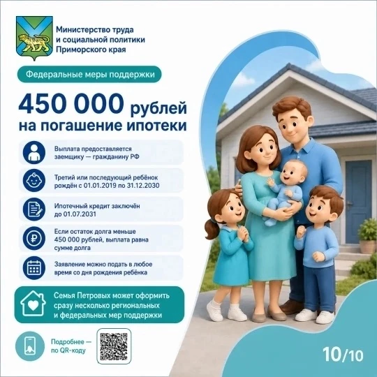 Меры поддержки для семей, готовящихся к рождению третьего ребенка
Минтруд Приморья подготовил новую 