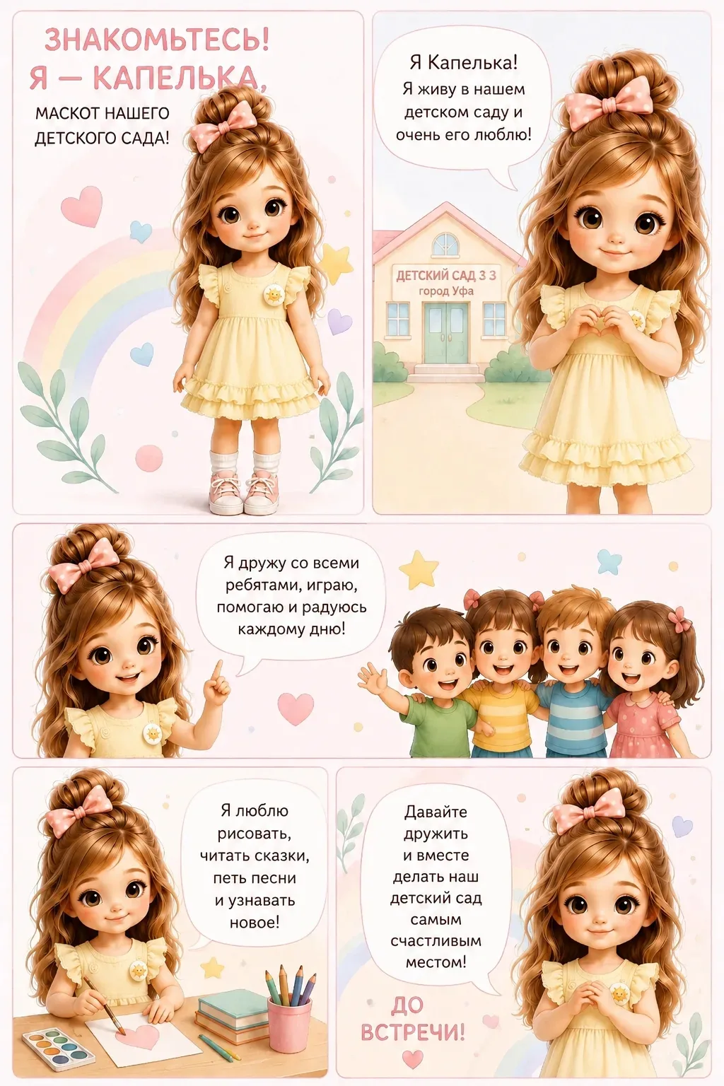 Всем привет, дорогие родители, дети и гости нашего уютного детского сада! 👋🏼

Меня зовут Капелька,
