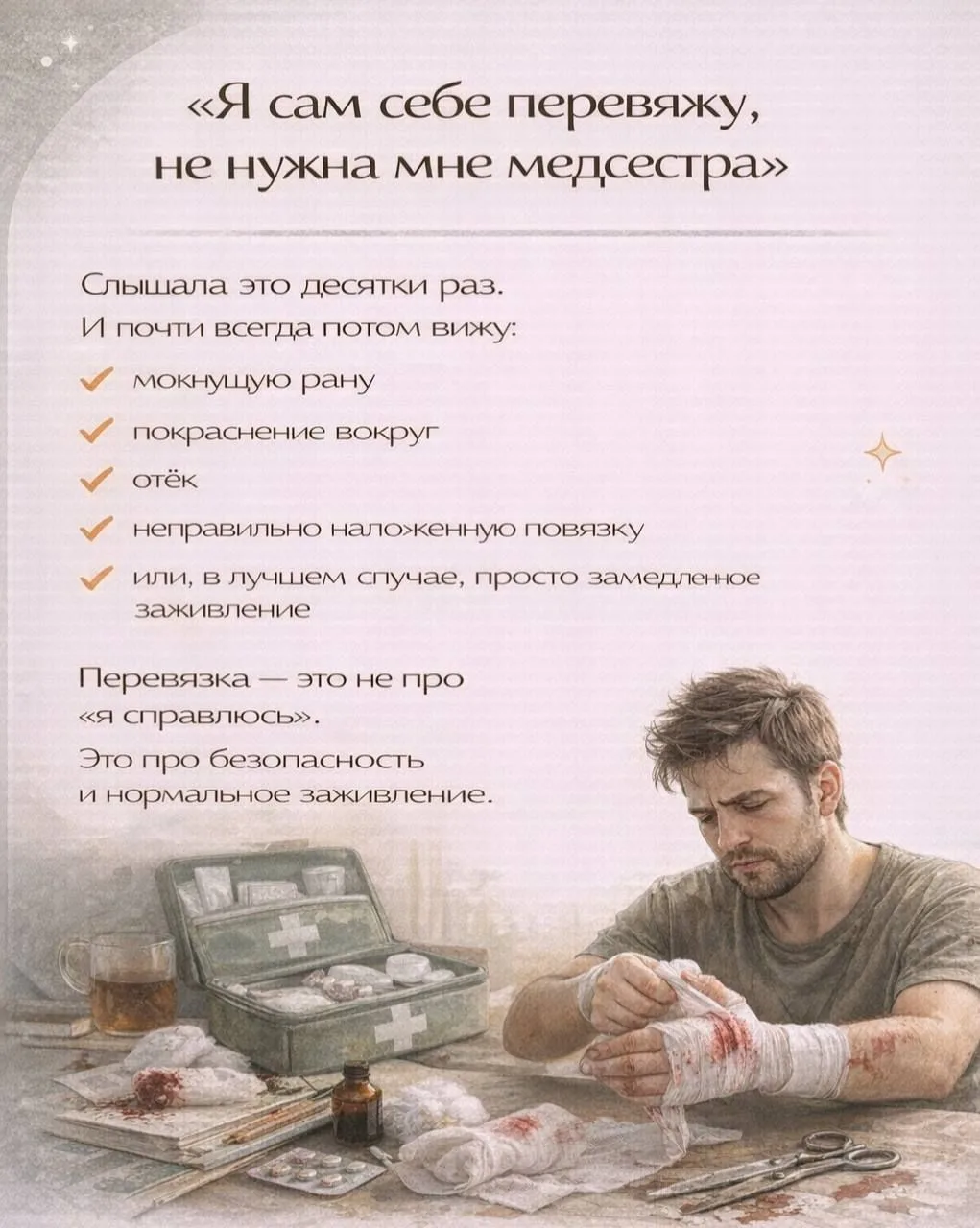 Я сам себе перевяжу, не нужна мне медсестра