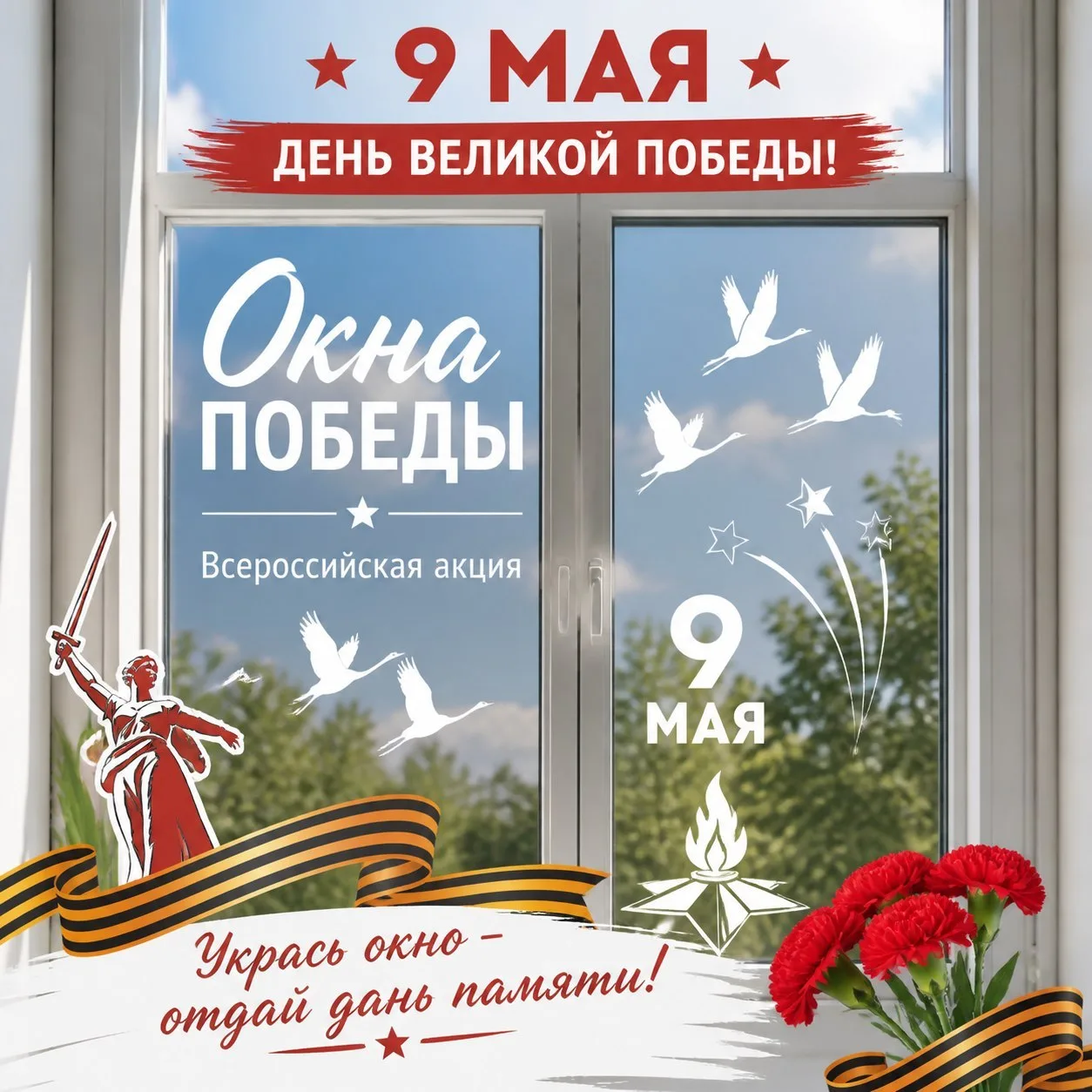 Дорогие подписчики, наш детский сад традиционно принимает участие в ежегодной Акции "Окна Победы" 🇷