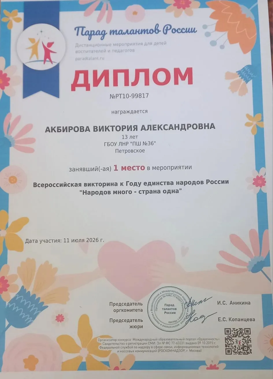 Ученицы 8 класса Петровской школы №36 Акбирова Виктория и Подгорная Екатерина стали победителями Все