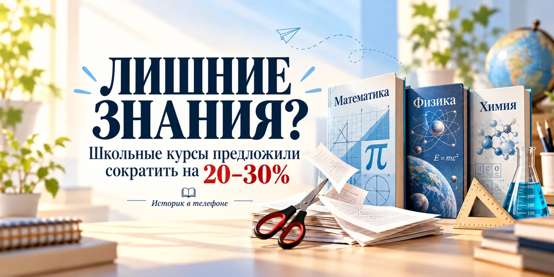 Сократить уроки математики, физики и химии на 20–30%.