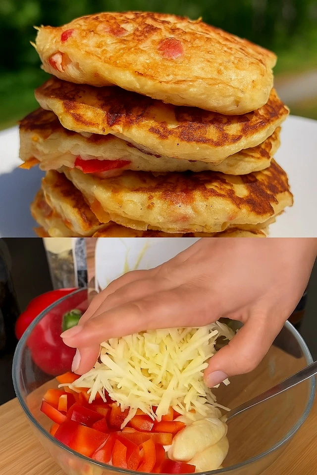 Оладушки-хачапури ❤

Пушистые творожные оладушки с расплавленным сыром и сладким перцем - настоящий 