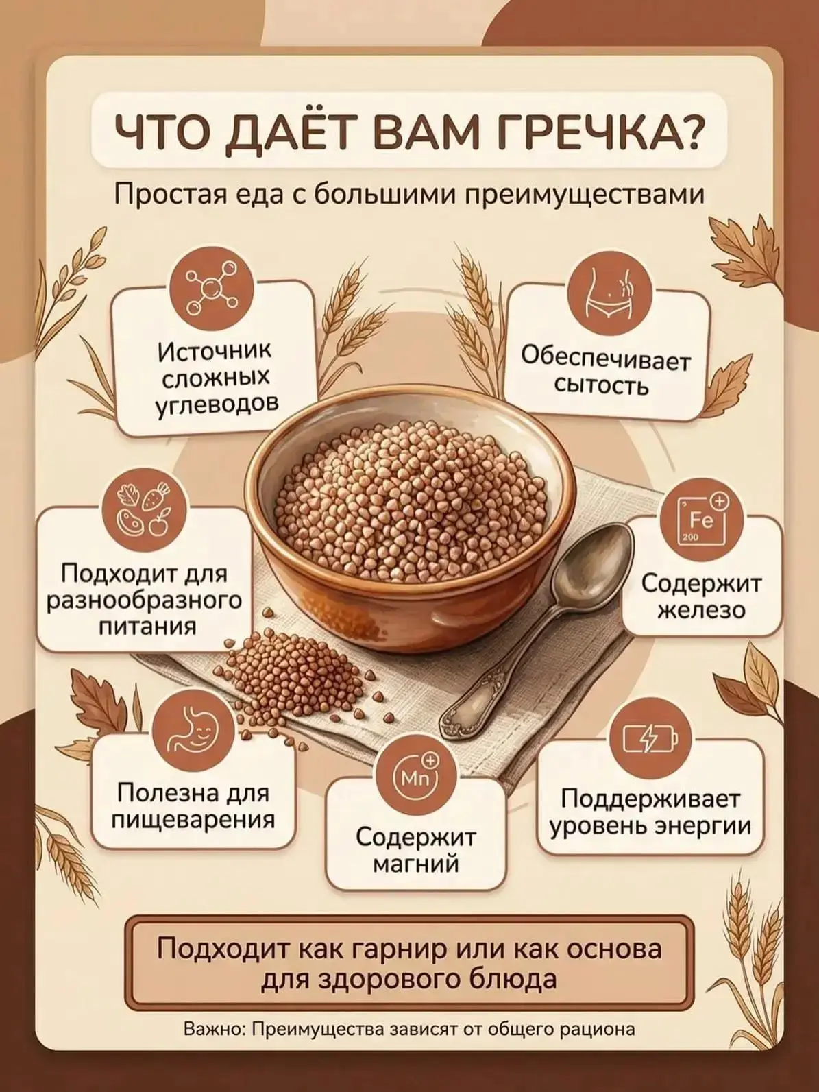 🥣 Гречка кажется простой крупой, но её состав точно не стоит недооценивать.