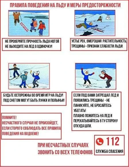 Памятка по соблюдению правил безопасного поведения на льду  Уважаемые родители и дети!  Зимой ледяны