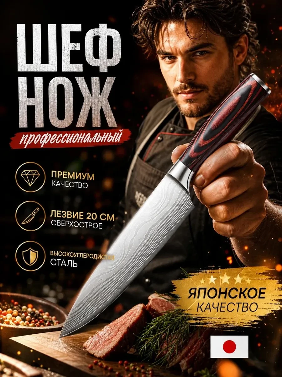 ⚡️ Нож кухонный профессиональный шеф-повара