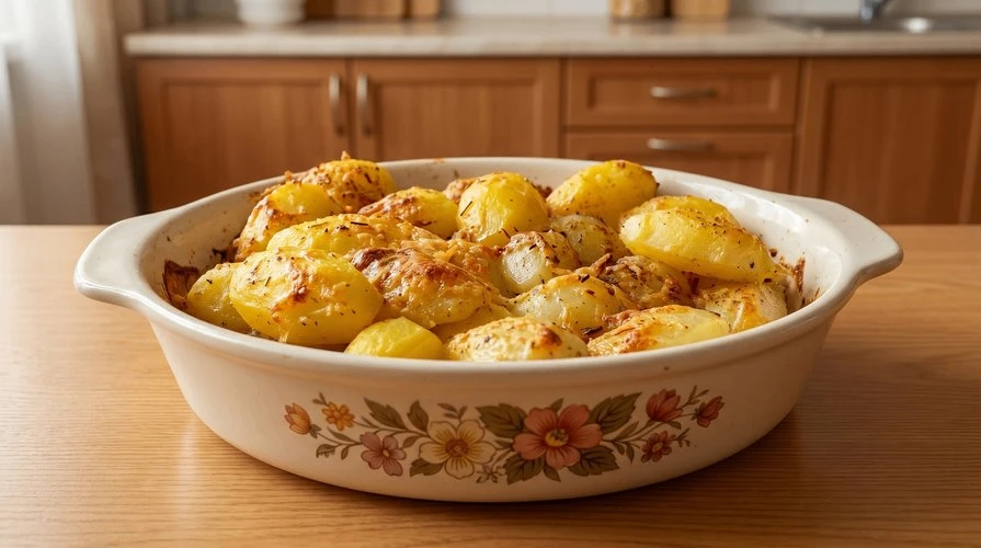 Картофель, запеченный с сыром и специями
— Ароматный картофель с золотистой сырной корочкой и пряным