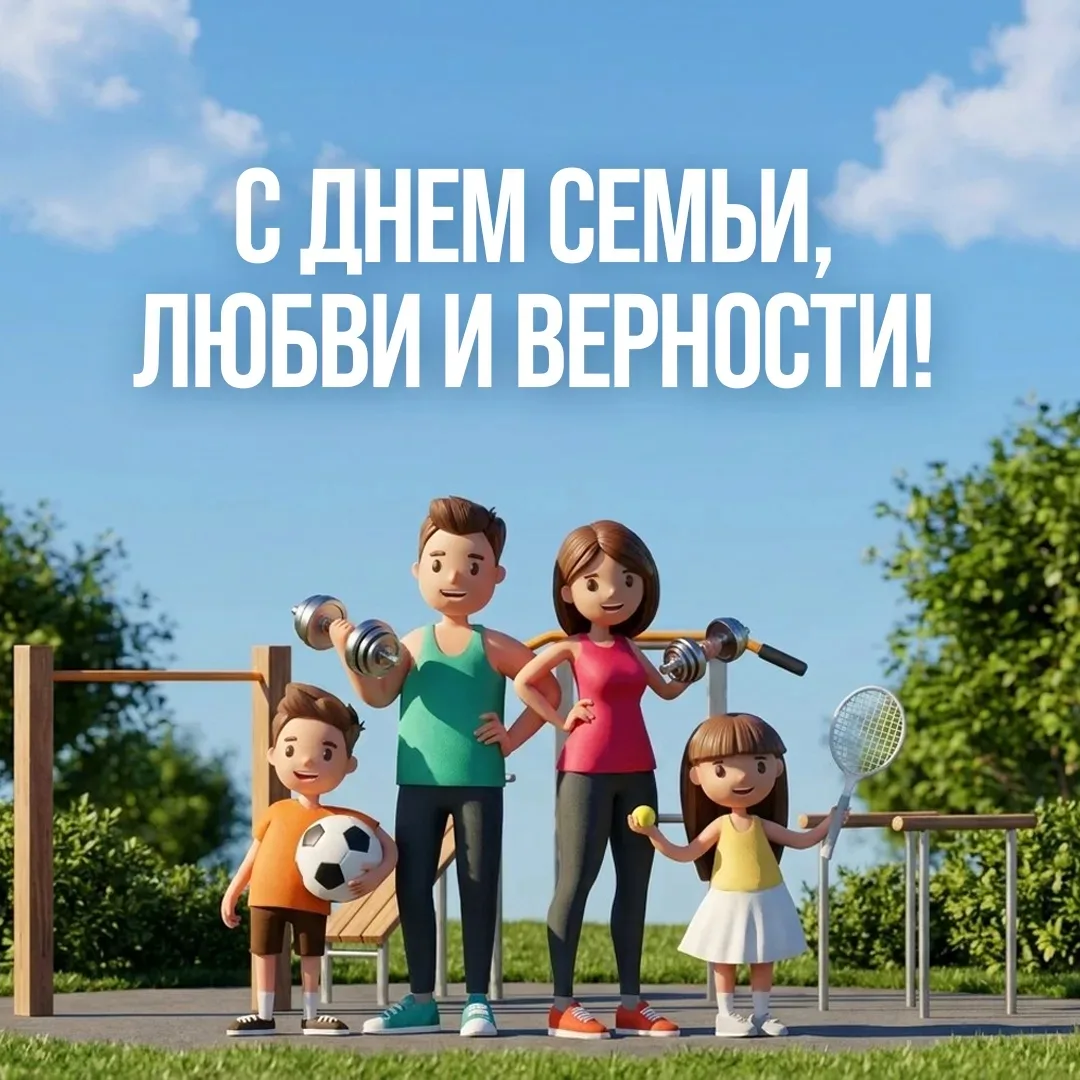 С Днем семьи, любви и верности! 

Занимайтесь спортом всей семьей и будьте счастливы